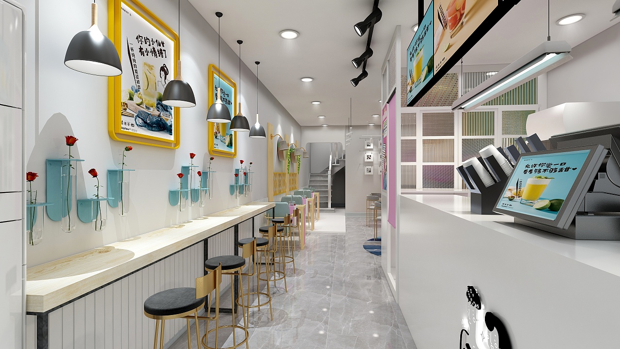 奶茶店 店铺效果图