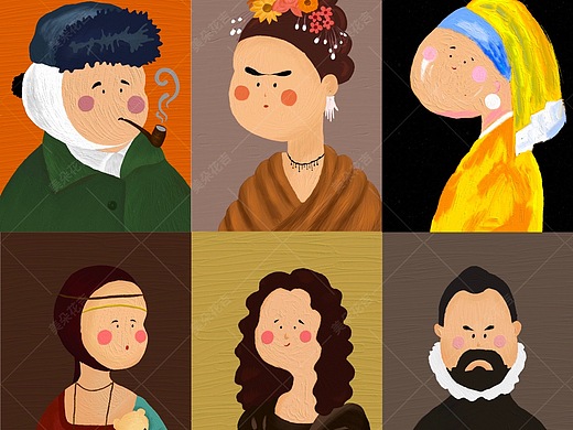 q版名画油画装饰画