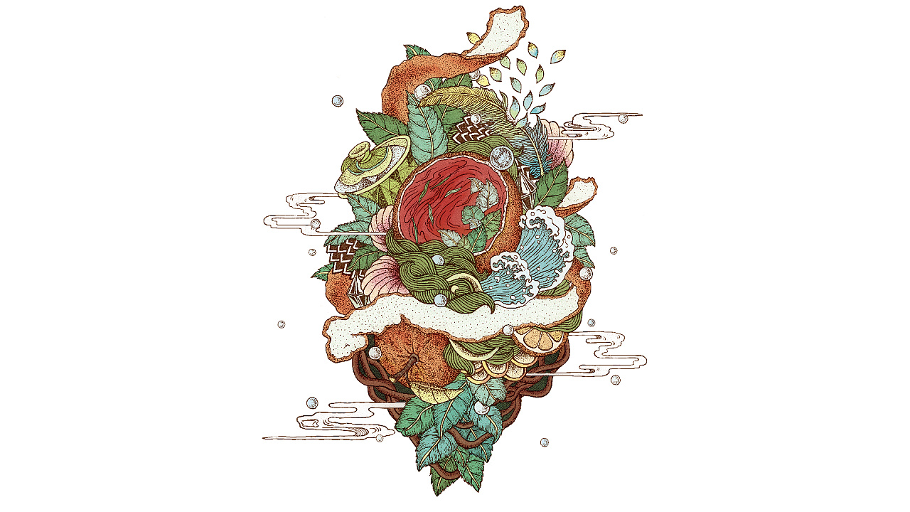 润物志手绘小青柑普洱茶