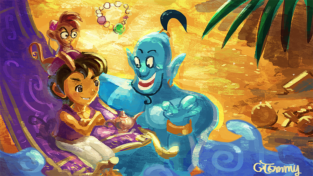 最后决定画一张阿拉丁:) 喜欢里面的小猴子阿布