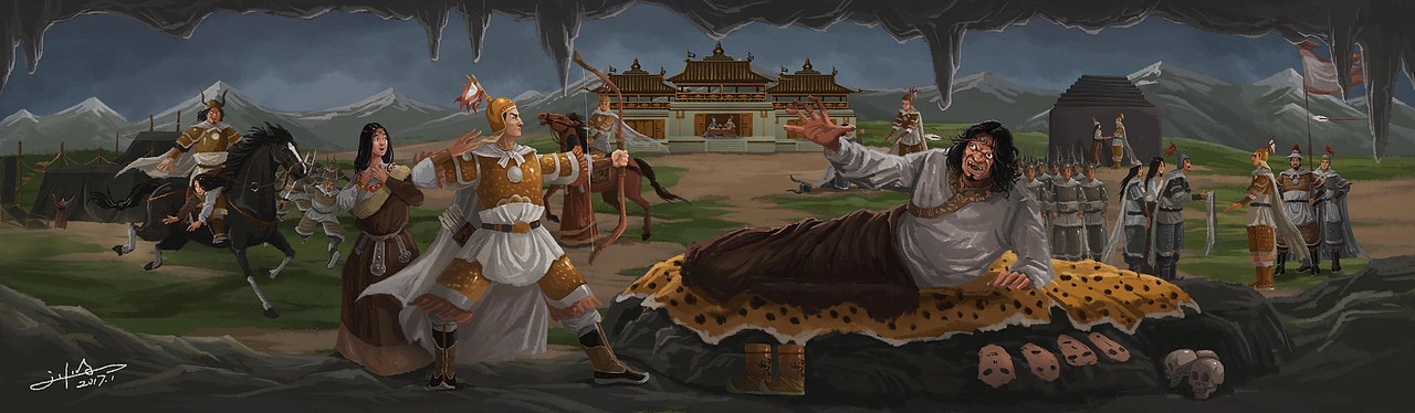 藏族英雄格萨尔王生平主要故事（图ZNzA4NDYwNjA=） - 商业插画 - 站酷设计师刘明de画画本子原创素材 - 站酷ZCOOL