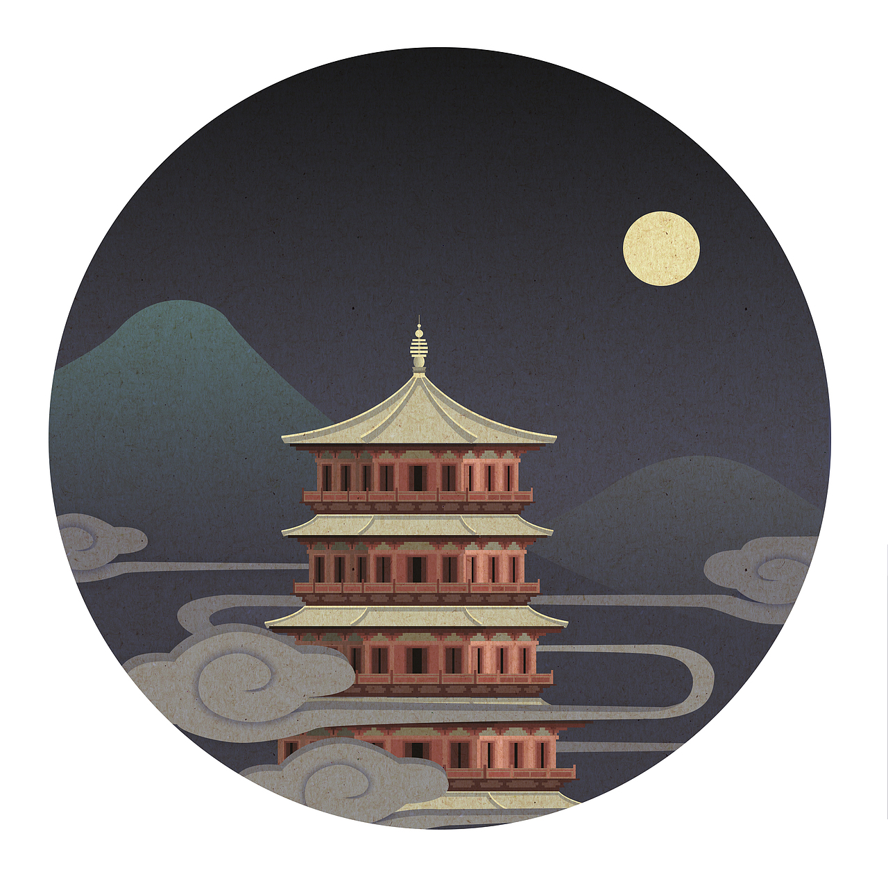 建筑插画系列中国意境