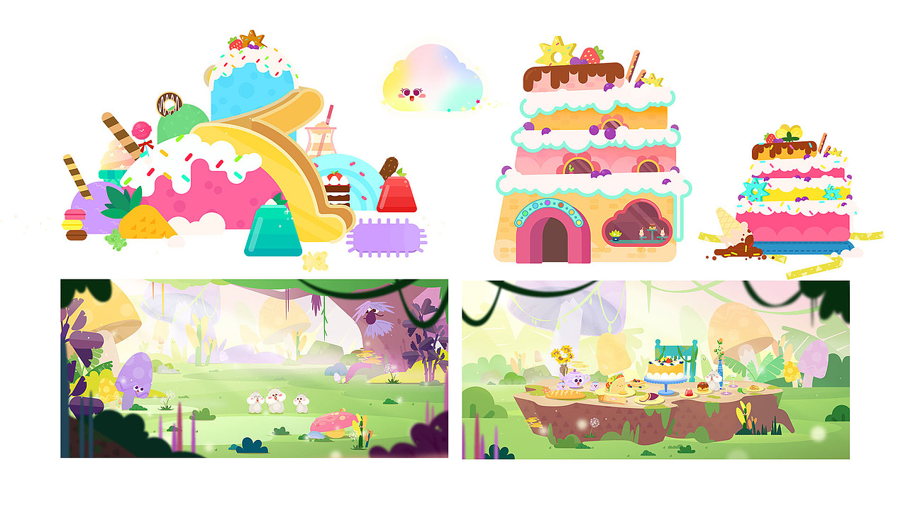 在腾讯开心鼠的图
第一次带插画团队（然后公司就黄了）