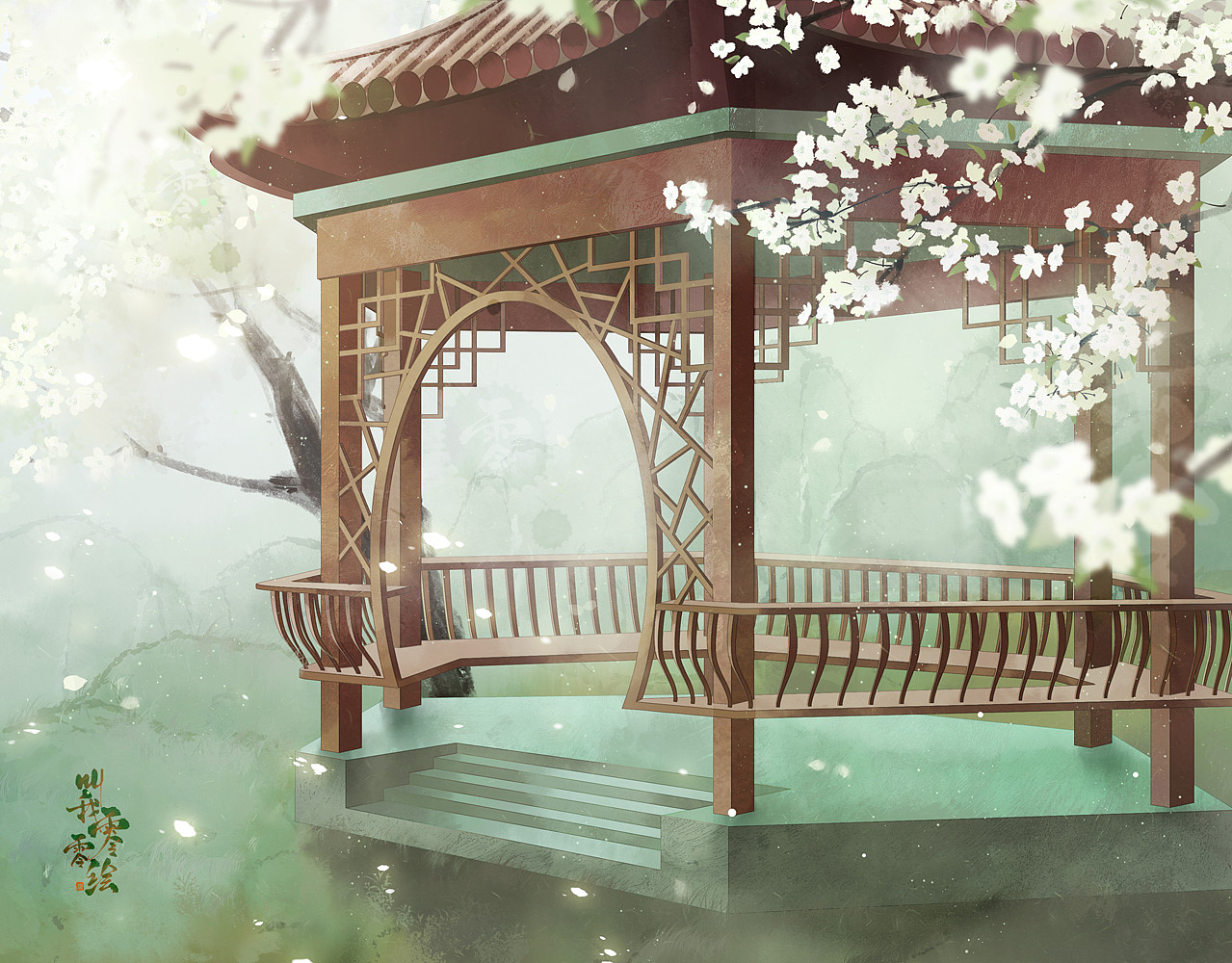 古风插画-凉亭