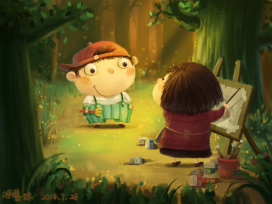室外场景练习（图ZMTkyNzAzMjA=） - 商业插画 - 站酷设计师呼噜妹0829原创素材 - 站酷ZCOOL