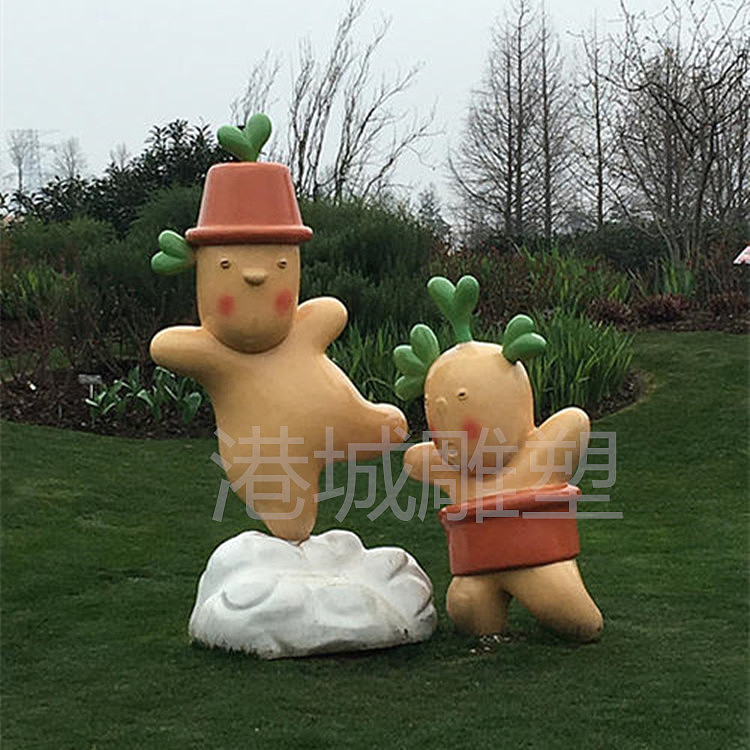 地瓜主题公园吉祥物玻璃钢卡通紫薯红薯公仔雕塑定制厂