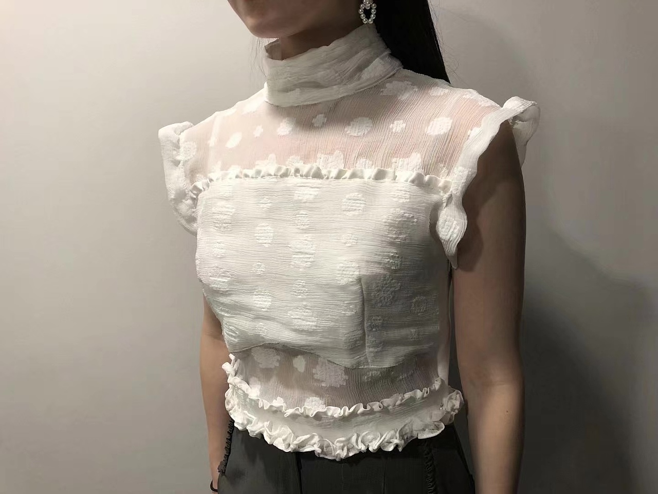 不对称外套 tuck阔腿裤