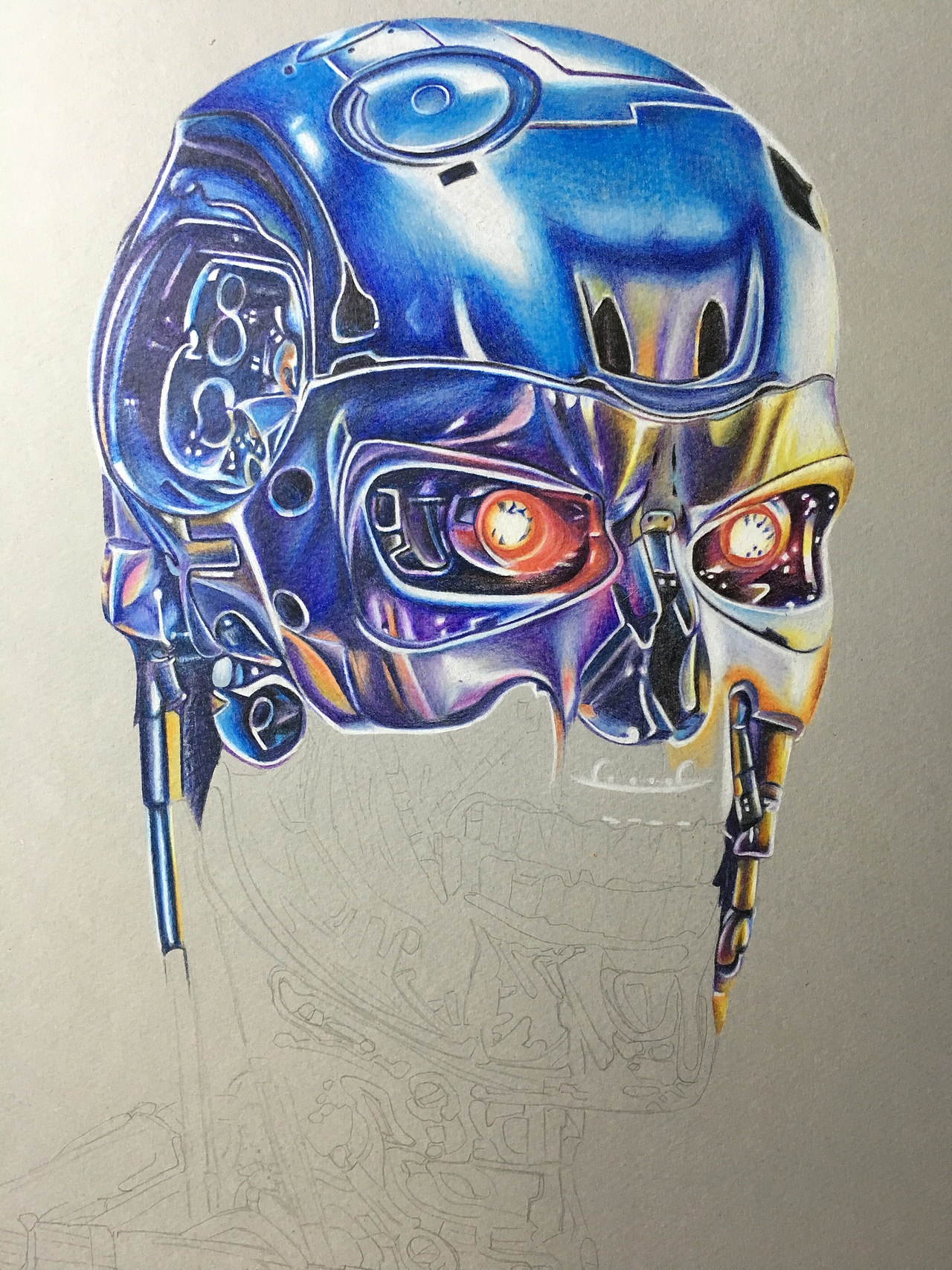 彩铅画终结者机器人
