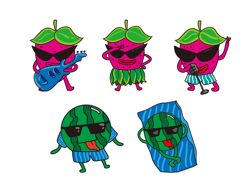 草莓君和西瓜太郎-插画