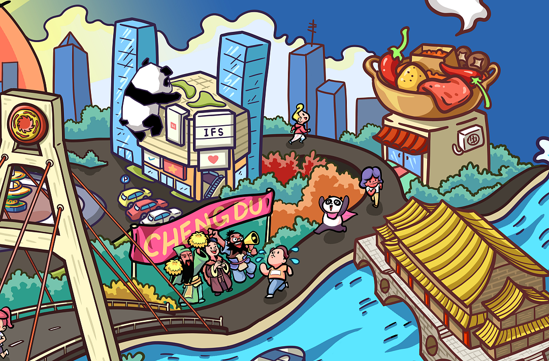 成都马拉松插画设计|插画|商业插画|kuro小黑 - 原创