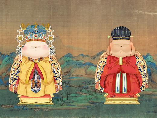 中国画和猫  南锣肥猫插画