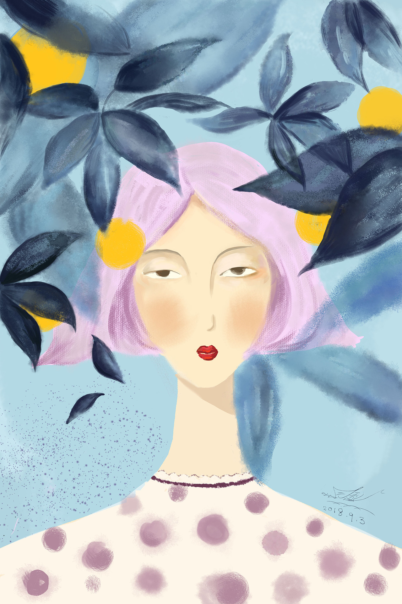 紫发女孩（图ZMTI3NTc4MDEy） - 商业插画 - 站酷设计师天之竹竹68原创素材 - 站酷ZCOOL