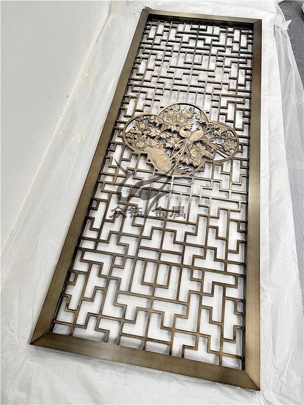 铝板双面浮雕镀铜屏风欧式镂空玄关 客厅隔厅雕花隔断