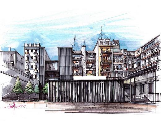 杜健建筑手绘作品（卓越手绘）