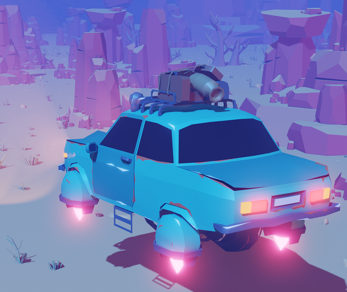 Low poly风格 小蓝车