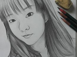 长发女生素描