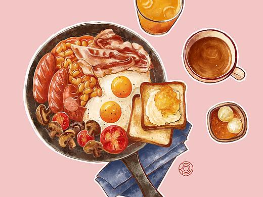 板绘水彩美食