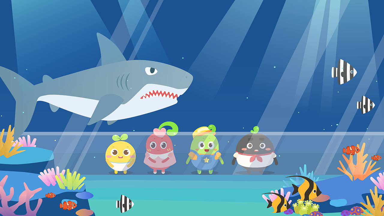 几何风儿童插画.海洋.方豆豆语文