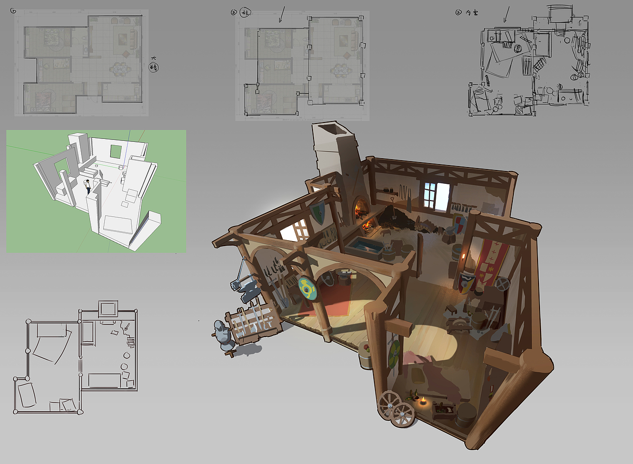洛克猴游戏室内剖面解析图——《铁匠铺》