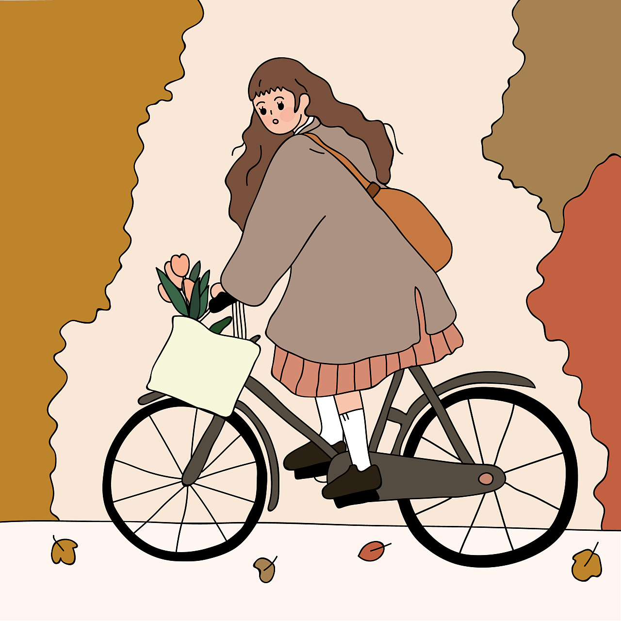 骑车的女孩——插画练习|插画|创作习作|Muen_Wu - 临摹作品 - 站酷 (ZCOOL)