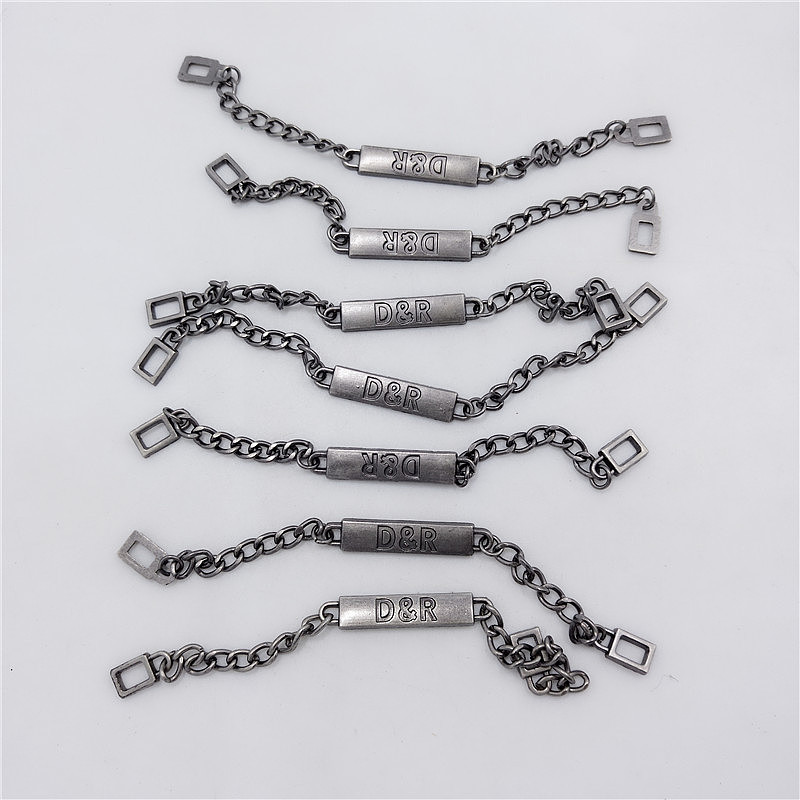 骷髅手缝标牌合金龙虾扣链条标绳扣饰品材料配件商标