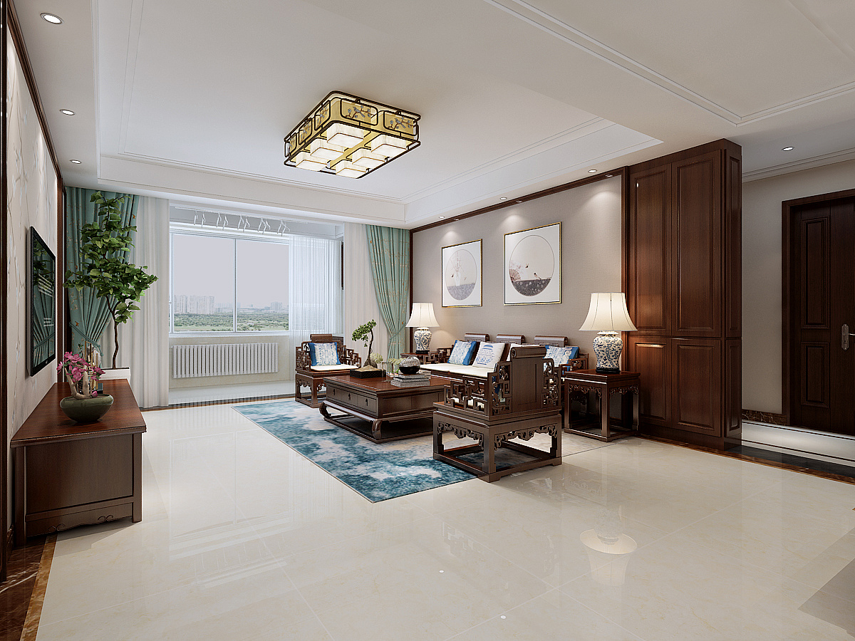 济南万泰装饰恒大滨河左岸140平简约中式案例
