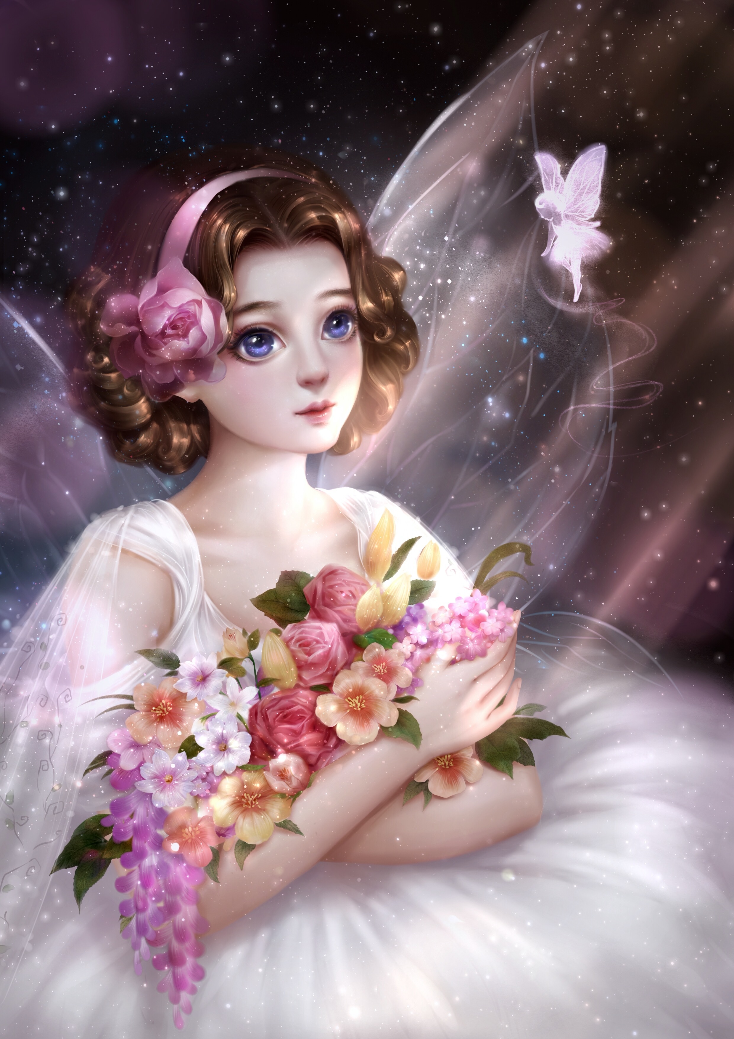 捧花少女|插画|插画习作|一只蜉蝣 - 原创作品 - 站酷 (zcool)