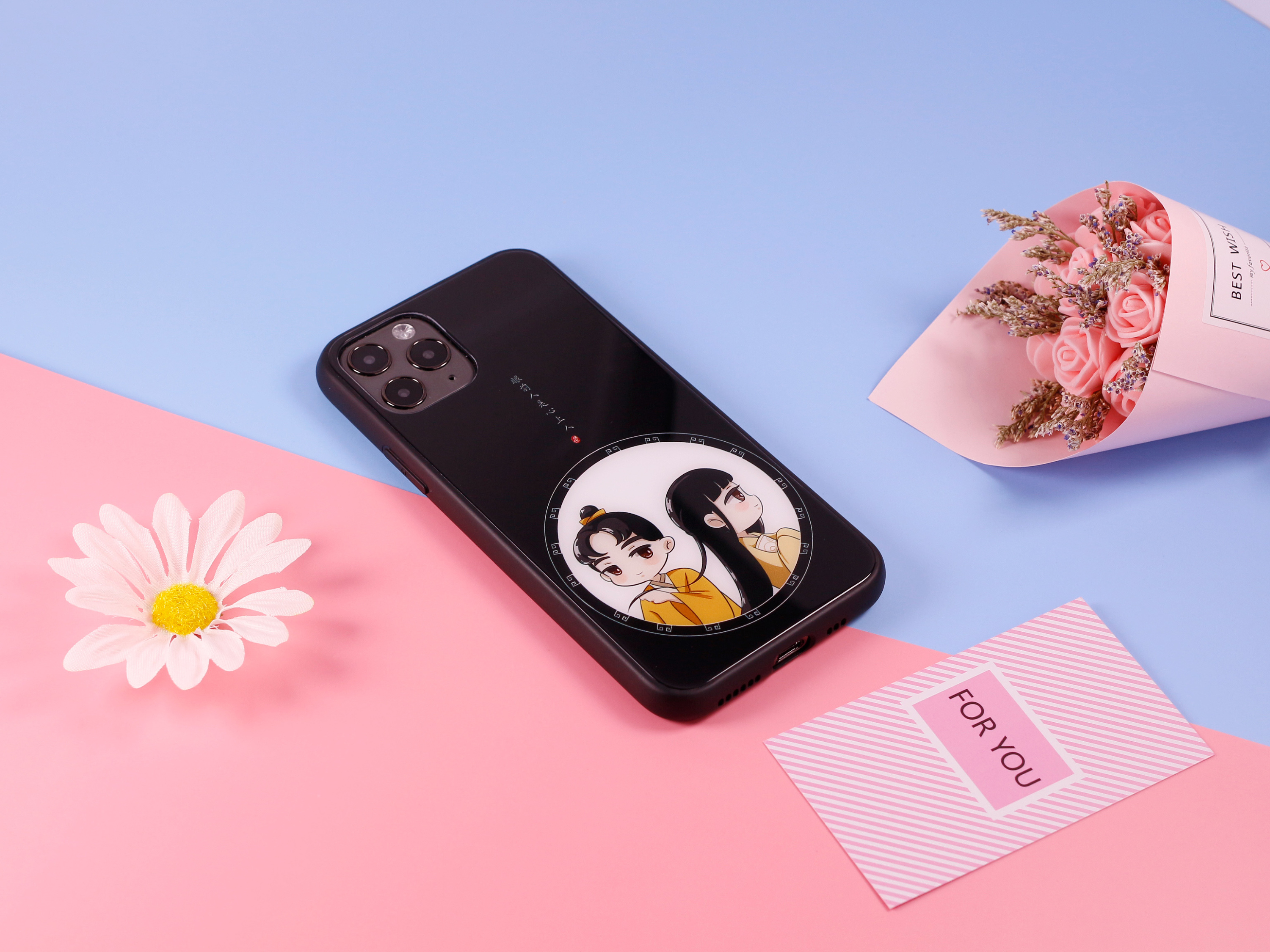 q版古风情侣手机壳场景实拍视频