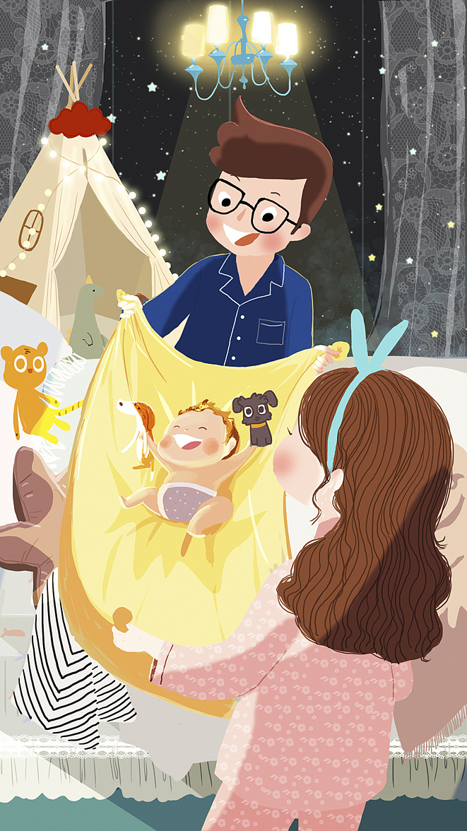 一组暖萌治愈系的亲子题材商业插图 - 原创作品 - 站酷(zcool)