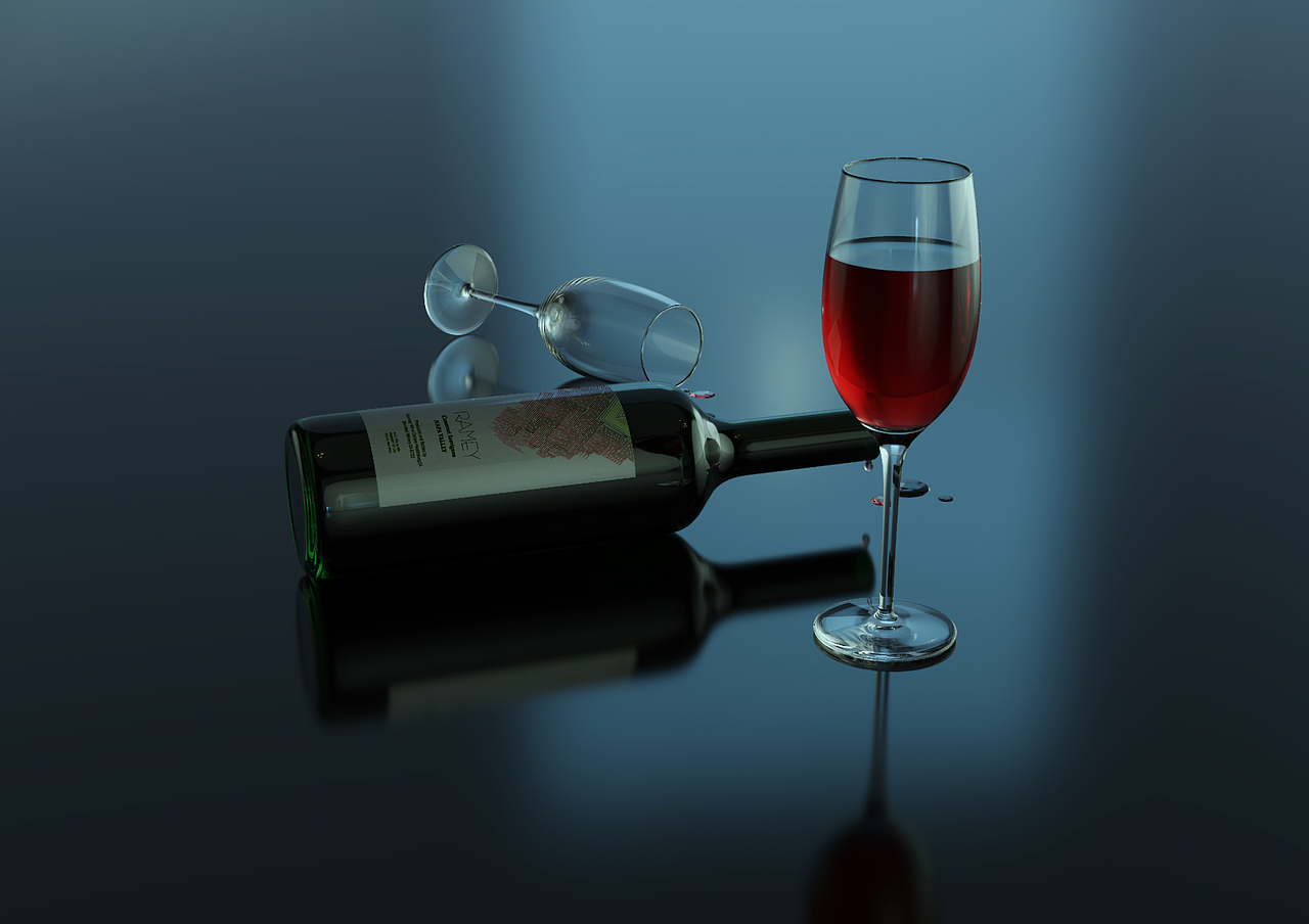 Keyshot渲染 红酒瓶高脚杯