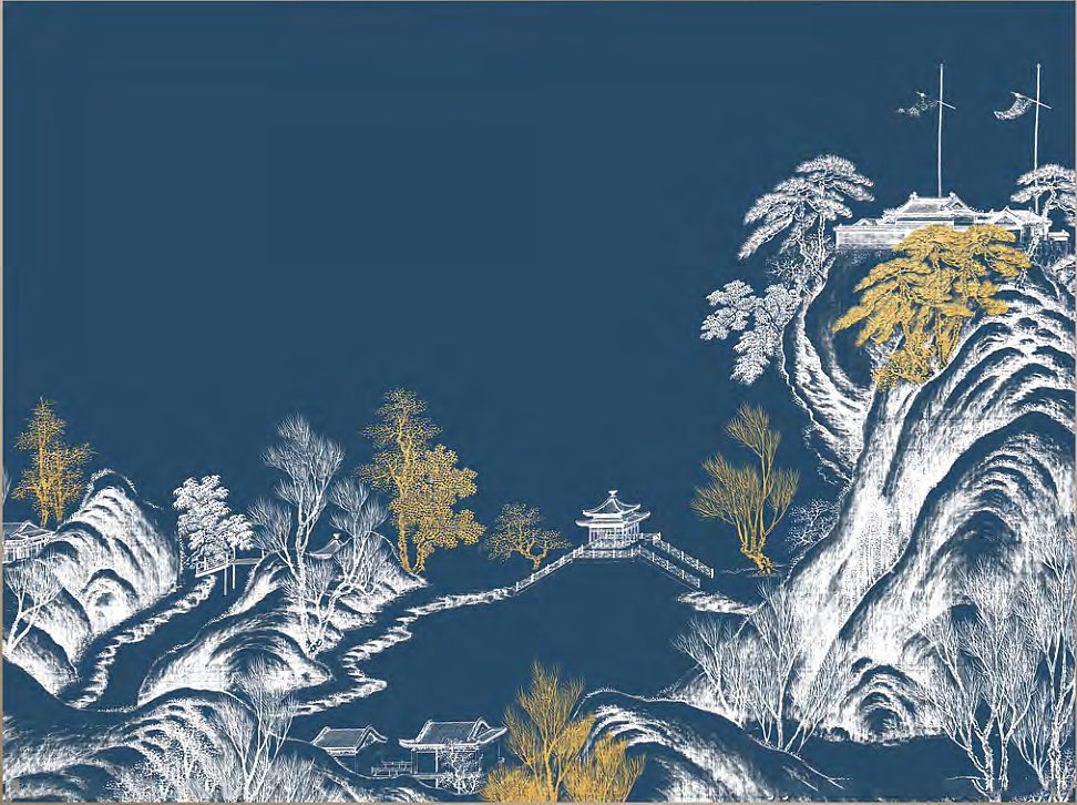 经典蓝底肌理画