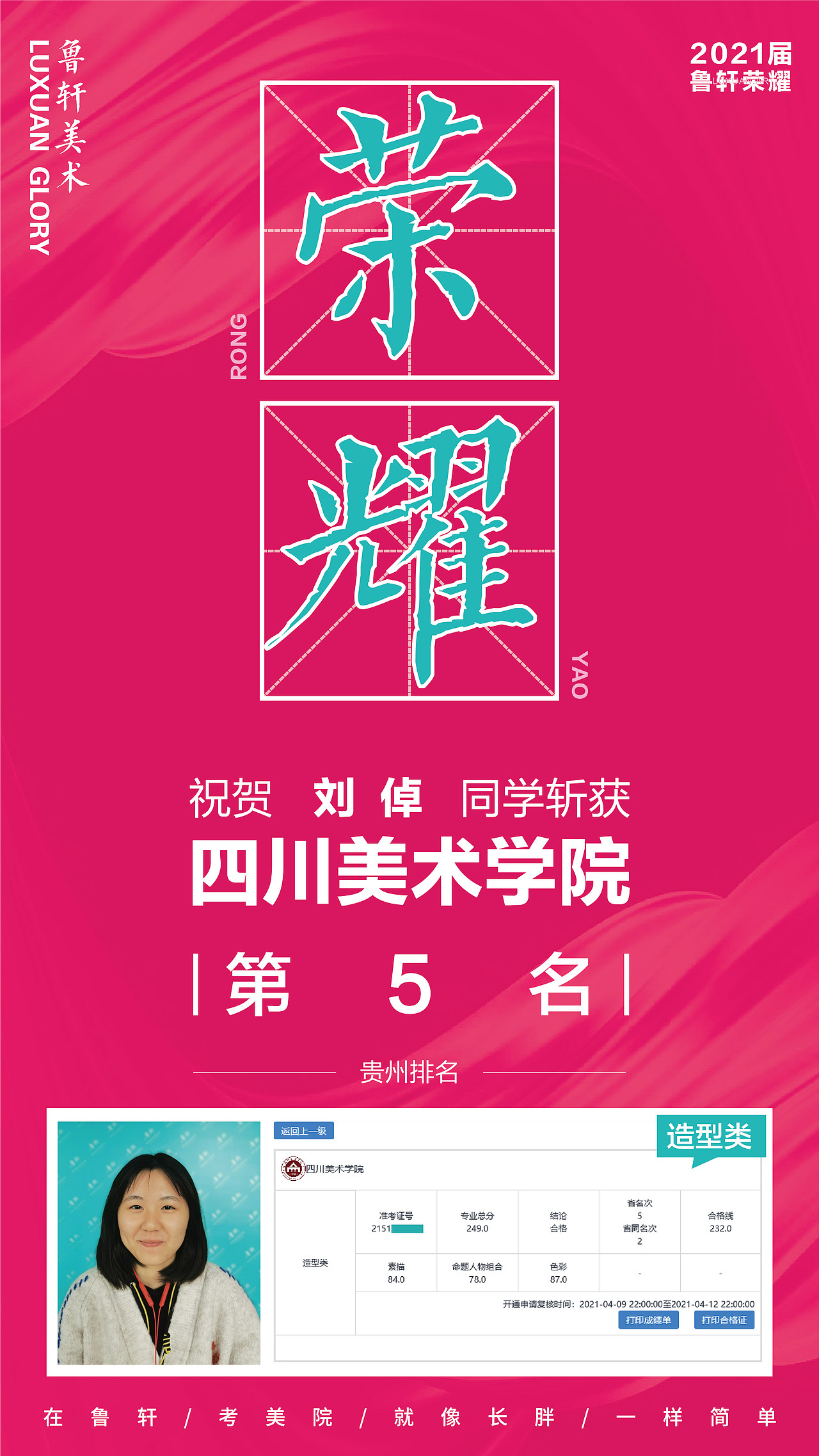 鲁轩美术2021年贵州川美战绩