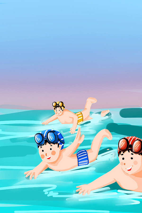 游泳插画