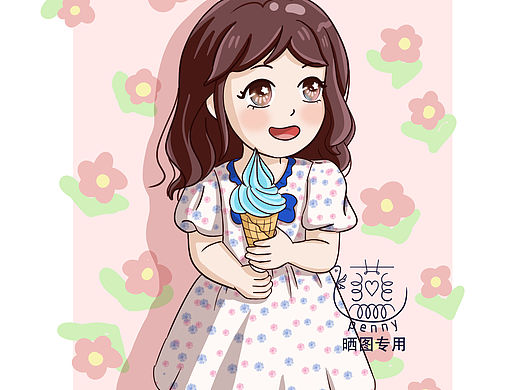 吃冰淇淋的女孩