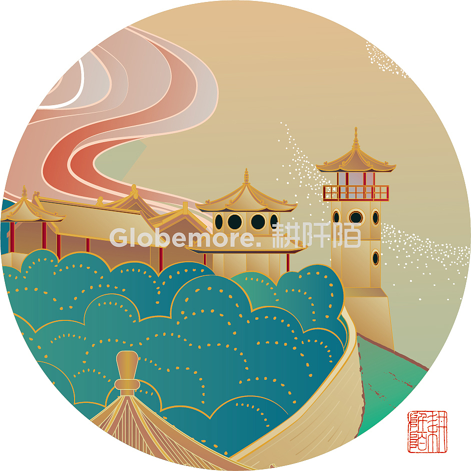 山东文创插画大图局部济南耕阡陌