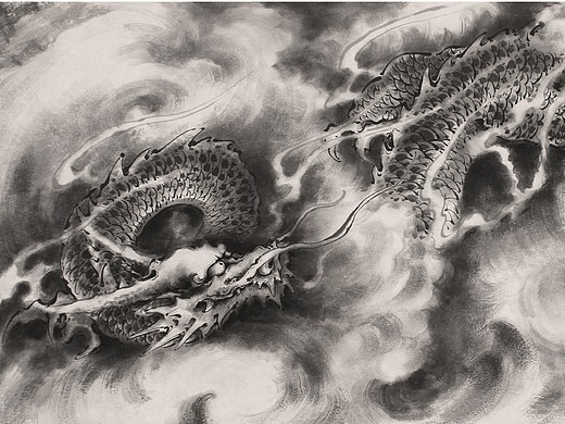 国画龙/水墨龙图60x35cm定制/由龙作品纯艺术-绘画上海由龍工作室1年