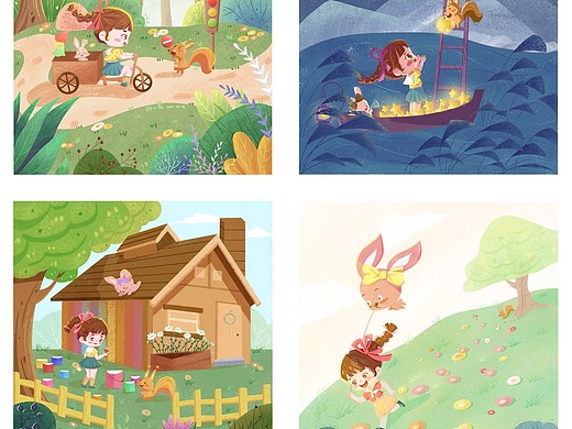 儿童插画▕▎室外场景▕▎我和你系列