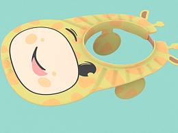 长颈鹿儿童洗头帽