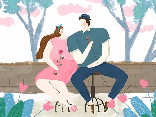 胖妞系类的一套插画首页