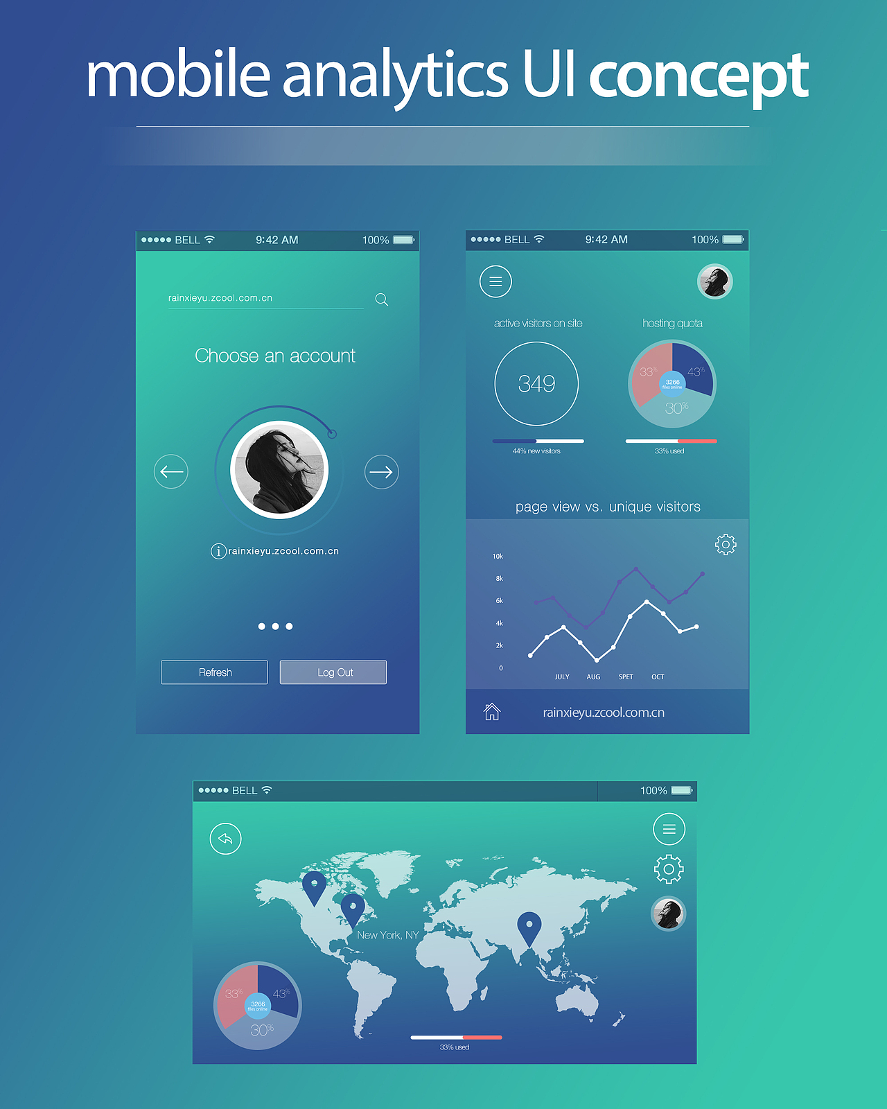 原创作品uiapp界面蓝绿色移动端界面idazidazidaz网页设计1是我是我ai