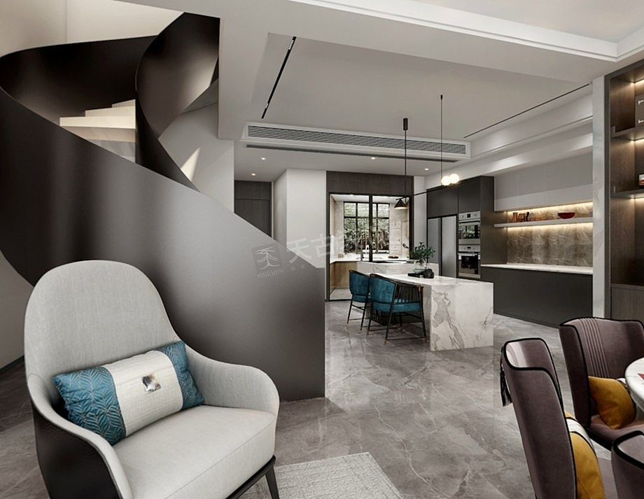 茶园安纳溪湖联排别墅装修|现代新中式风格别墅设计图