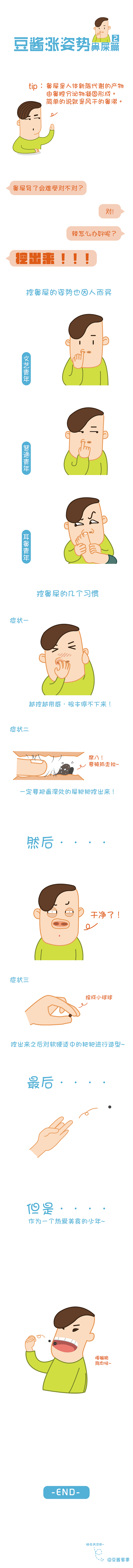 豆酱涨姿势2#鼻屎篇（图ZMTgwMzk0MDQ=） - 单幅漫画 - 站酷设计师贺哈哈原创素材 - 站酷ZCOOL