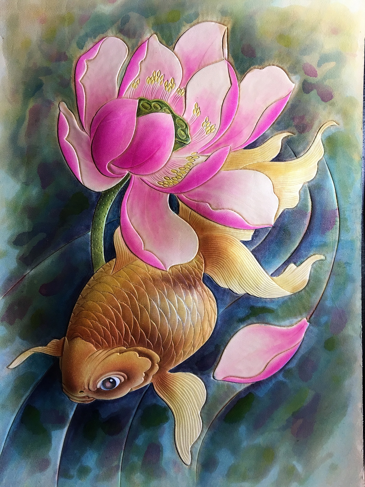 皮雕画—美丽的金鱼（图ZMTQxMzM1OTg0） - 工艺品设计 - 站酷设计师斑寅原创素材 - 站酷ZCOOL