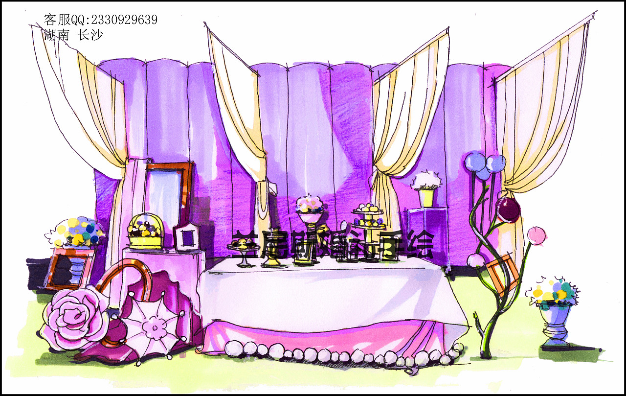 婚礼效果图手绘|插画|艺术插画|kiki_cranberry - 原创作品 - 站酷 (ZCOOL)