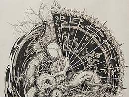 黑白手绘装饰画