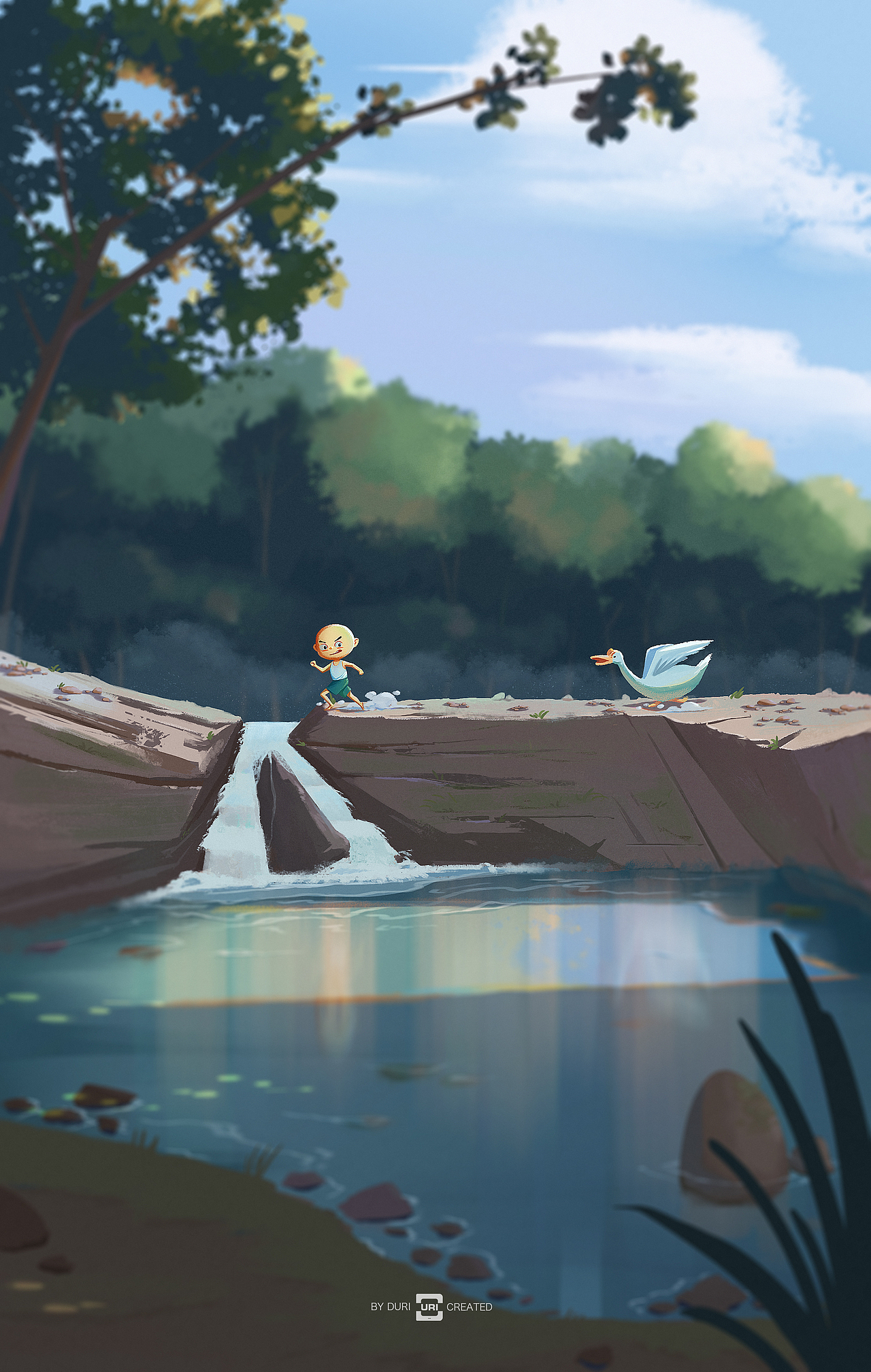 夏日炎炎河边玩