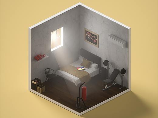 猛男主题小景渲染