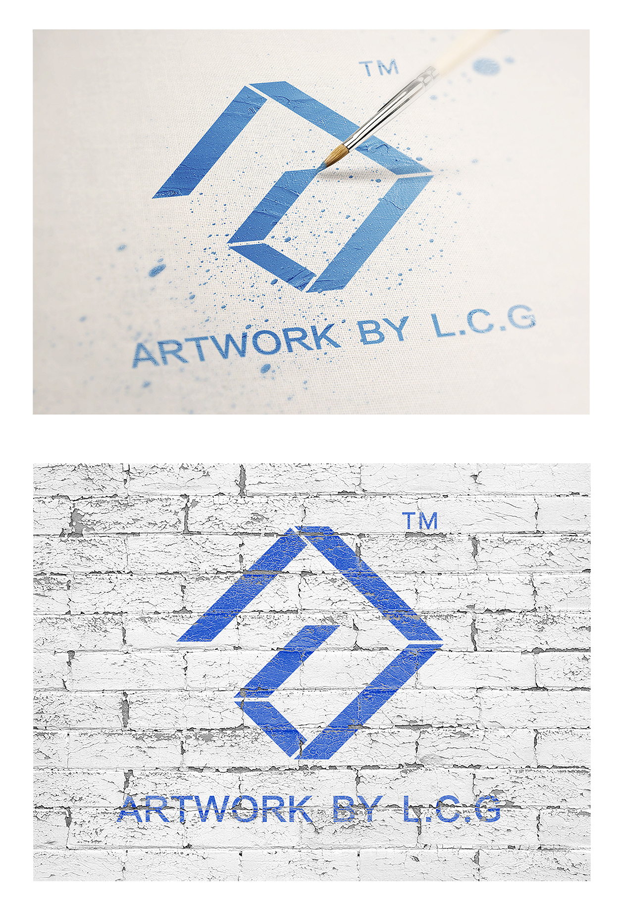 vi设计设计师个人logo设计蓝色几何lcg三字母合一