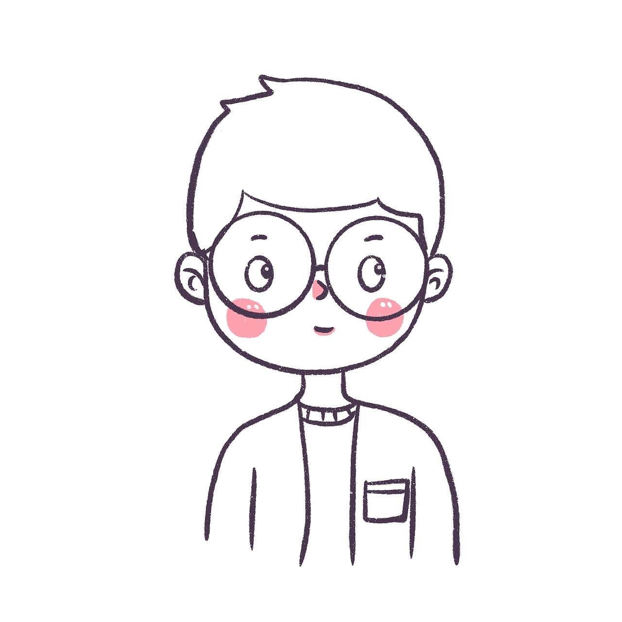 花栀子插画男生简笔画头像黑白头像