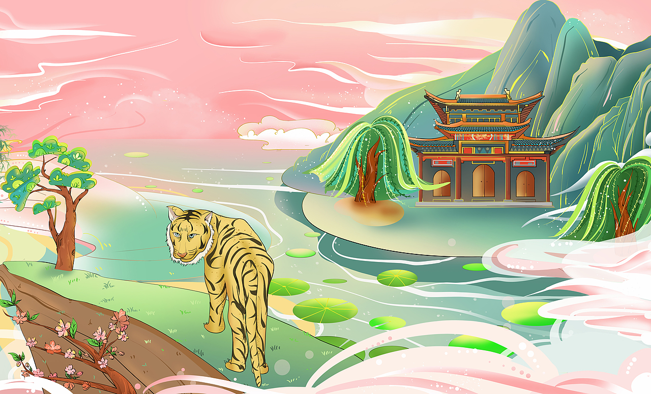 虎年春和景明图（图ZMjg2NDU0MDI4） - 商业插画 - 站酷设计师浮陌原创素材 - 站酷ZCOOL